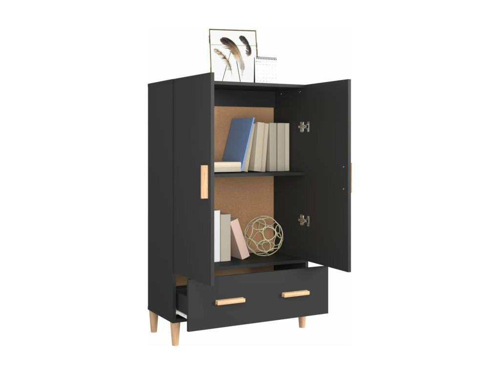 Black tall sideboard 70x31x115 cm engineered wood TAYQ13925