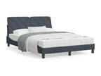 Bed with dark grey mattress 140x190 cm velvet XWGF70963