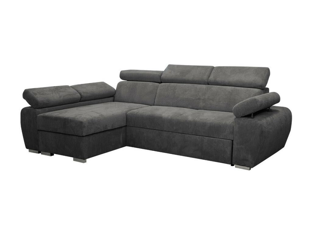 Lumenao 192 Corner Sofa Grey with Sleeping Function and Bed Box 255x170x85cm TJWX23862
