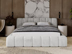 Lumenao Upholstered Bed with Storage 120x200 cm Double Bed Light Grey Velvet MKEO38724