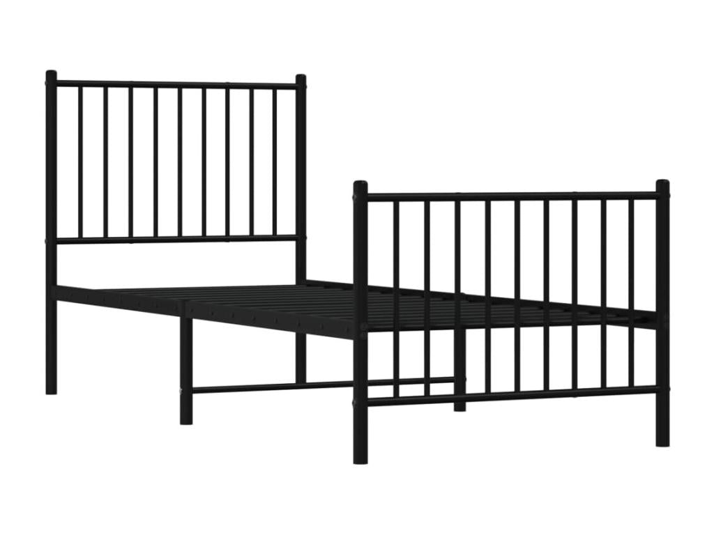 Metal bed frame with headboard and footboard, black, 75x190 LTOA89380