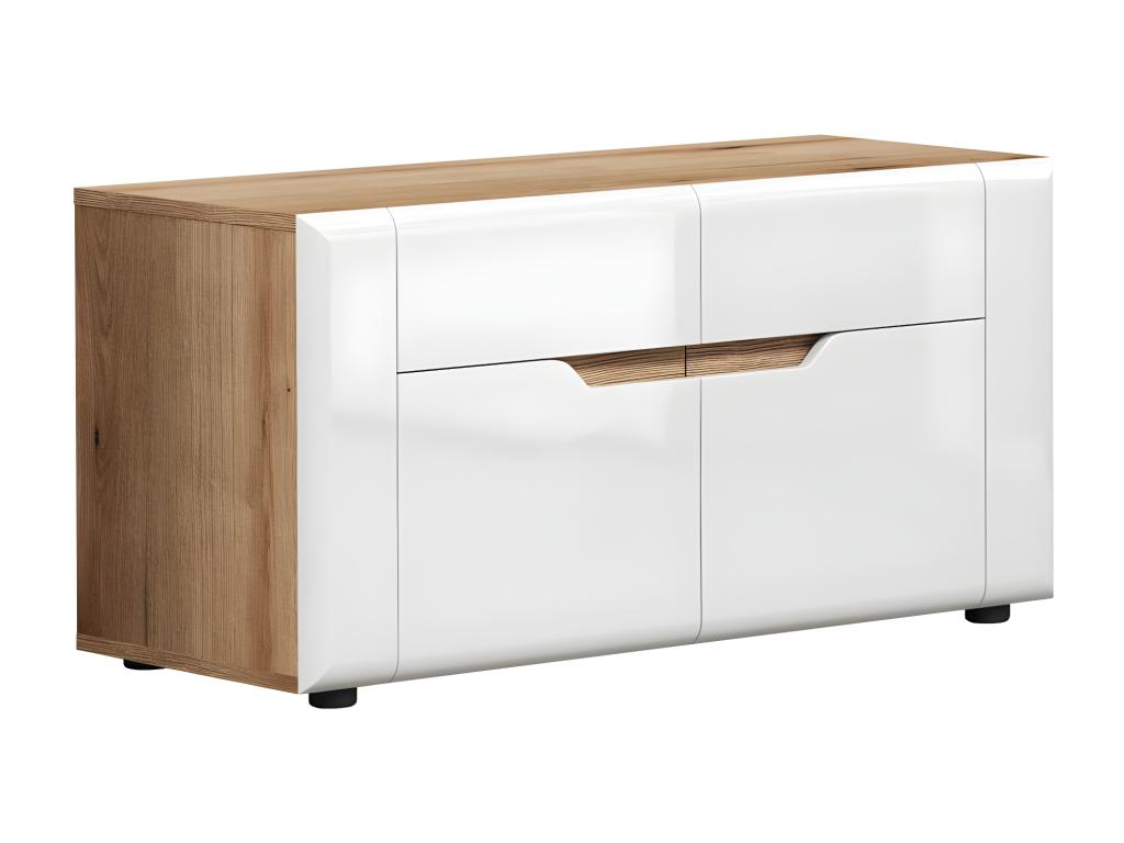 Lumenao glossy white oak-effect bench. MSHE37318