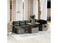 8-piece garden furniture set with grey resin wicker cushions QPLE71387