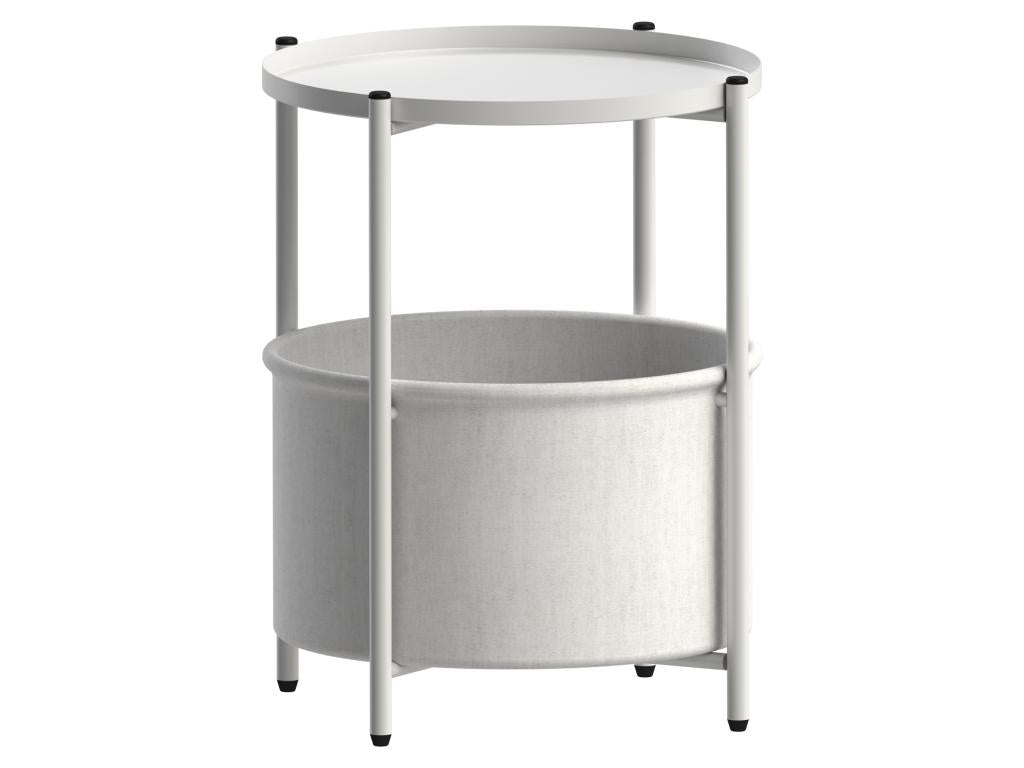 Side table with storage basket, coffee table, decorative piece for living room, white CCYI07185