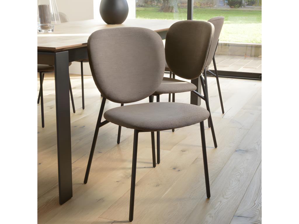 Lumenao - Set of 2 brown fabric chairs with black steel legs AUNP45165