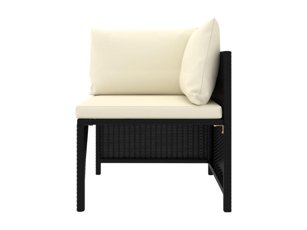 9-piece garden furniture set with cushions, black woven resin, LOAR66623