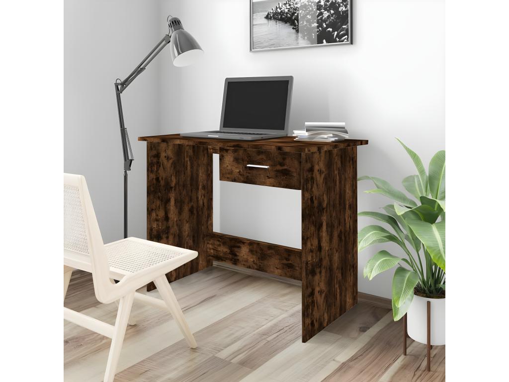 Smoked Oak Desk 100x50x76 cm Engineered Wood XWKO76219