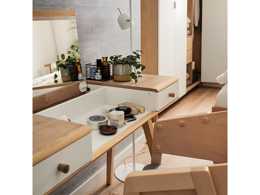 Dressing table with mirror, Natural White KEYX41596