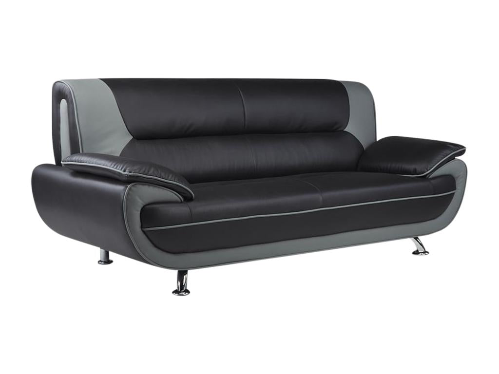 Lumenao 3-seater faux leather sofa - Two-tone black and grey NHHO92974