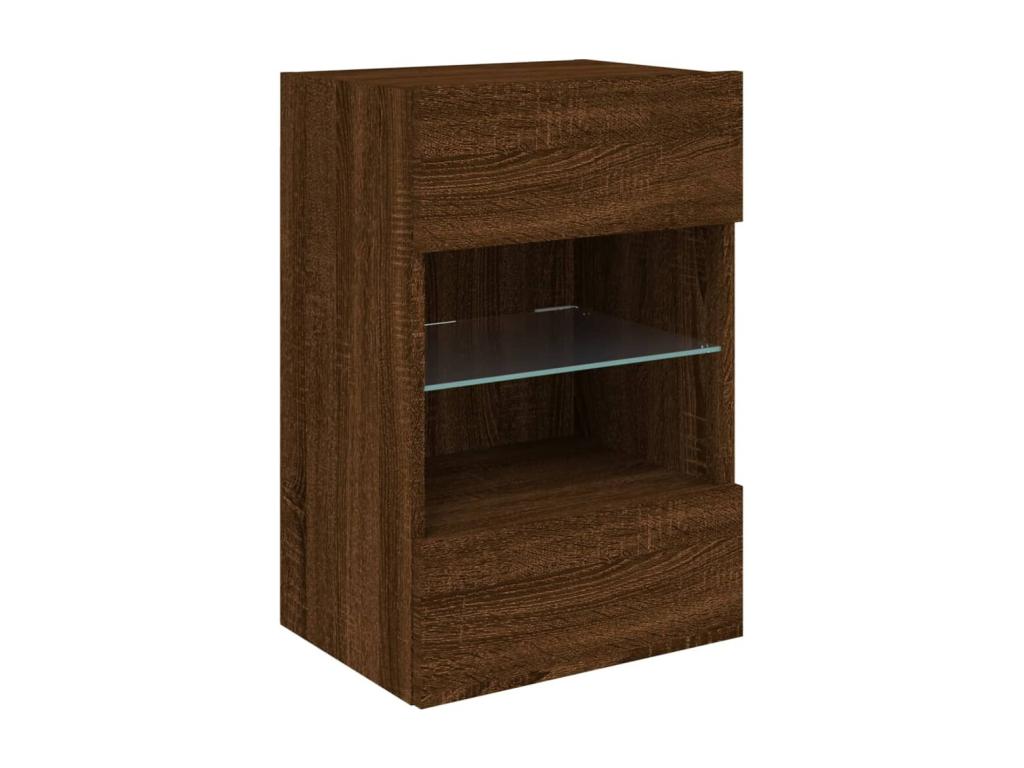 Wall-mounted TV unit with LED vents, brown oak, 40x30x60.5 cm, FDKA69187