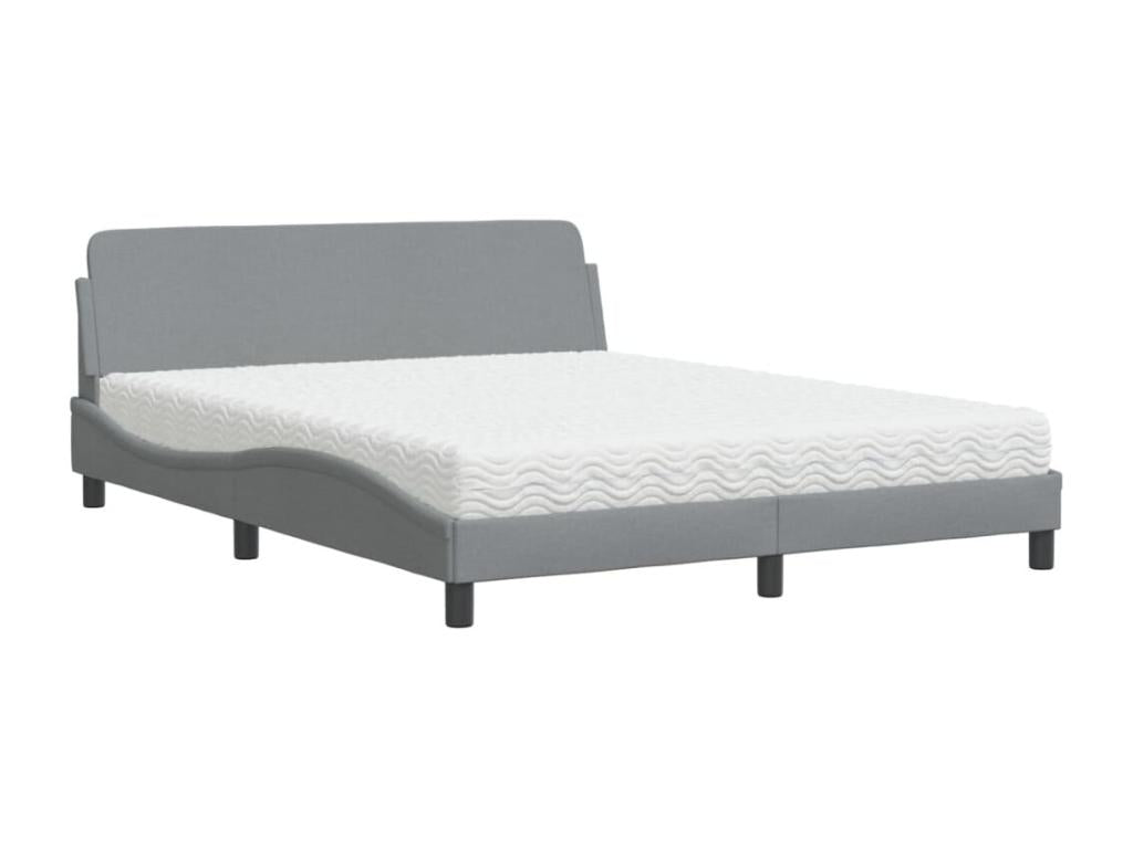 Bed with light grey mattress 160x200 cm fabric BYLQ41509