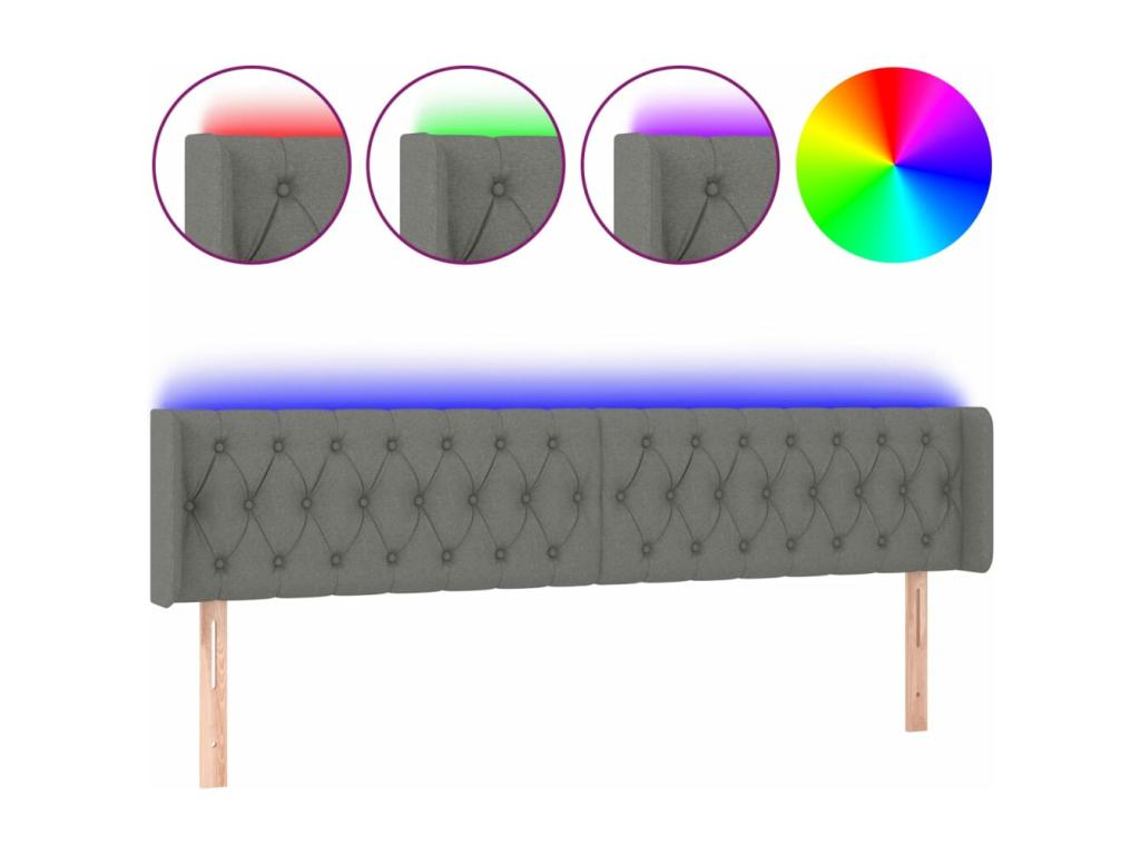 Dark Grey LED Headboard 203x16x78/88 cm Fabric GGST39261