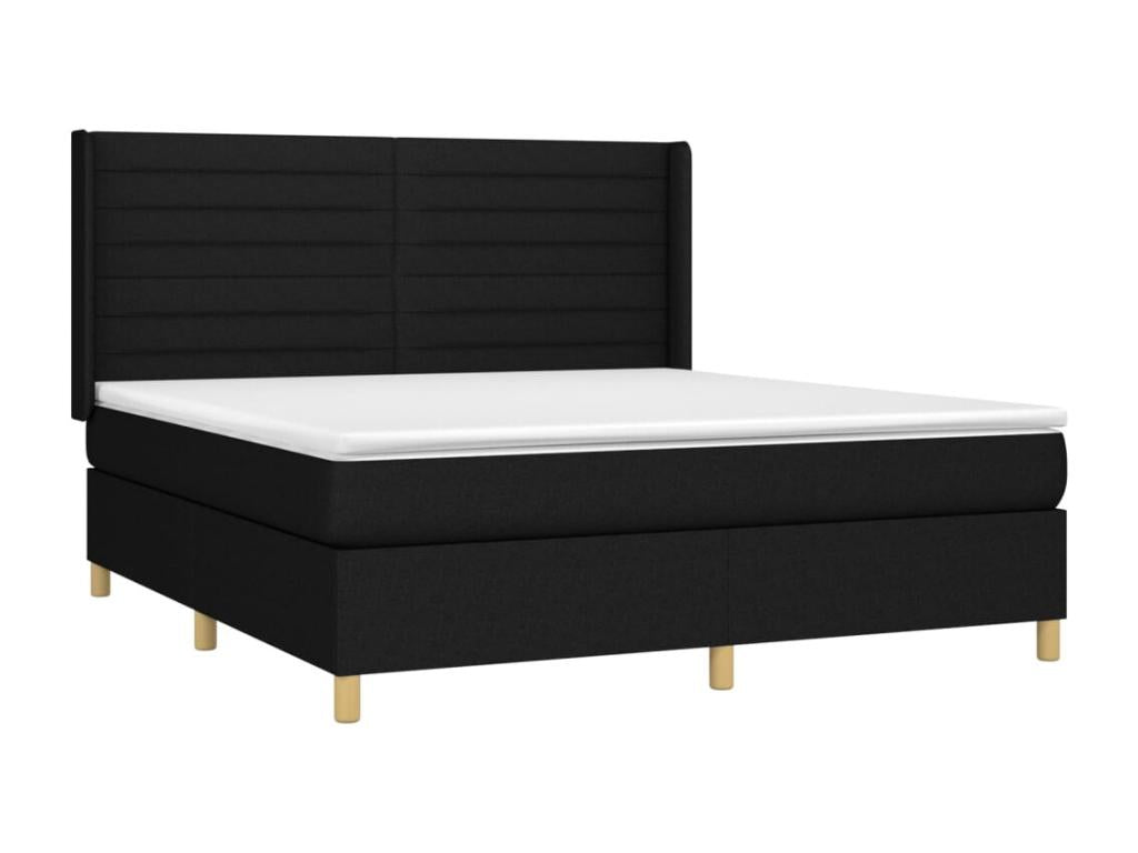 Upholstered bed base with mattress, black, 180x200 cm, fabric FSEY47149