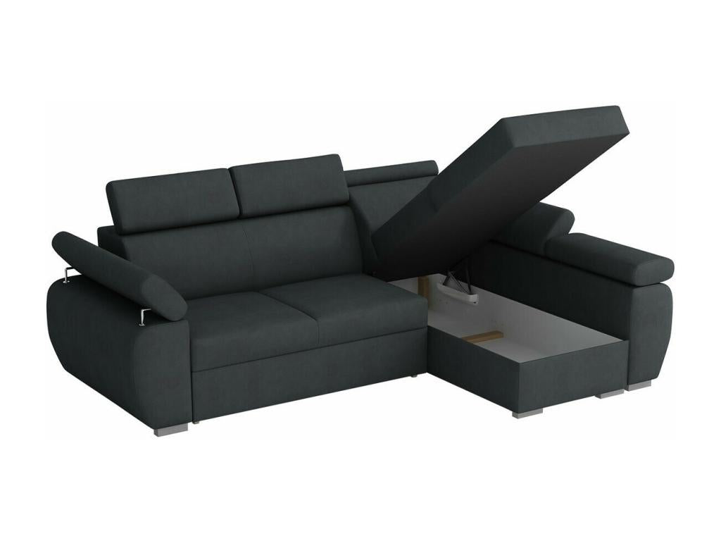 Lumenao 192 Corner Sofa Grey with Sleeping Function and Bed Box 255x170x85cm TJWX23862