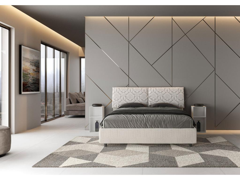 Lumenao 1 white upholstered storage bed 160x210 fabric Lumenao LNHY52365