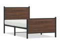 Metal bed frame without mattress, brown oak, 100x200 cm, NQHX08432