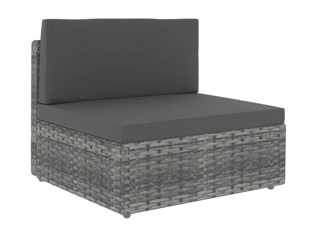 9-piece garden furniture set with cushions, grey woven resin, 10 MFDV31495