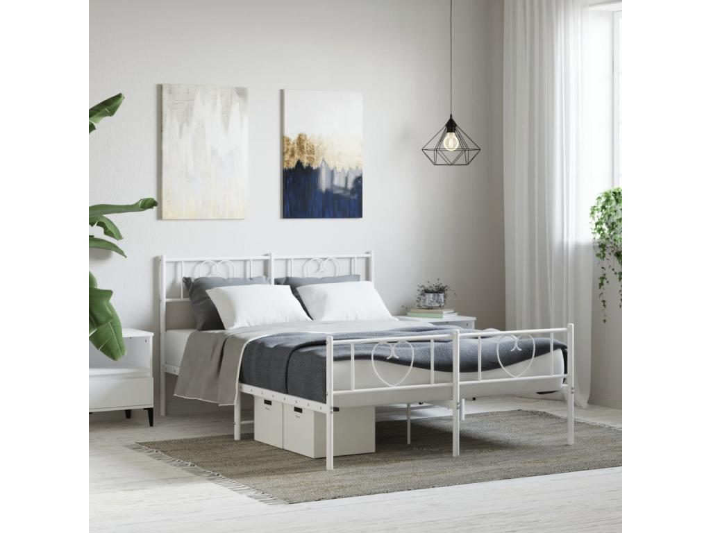 Metal bed frame without mattress and white bed legs, 120x200 cm, ATJW52615