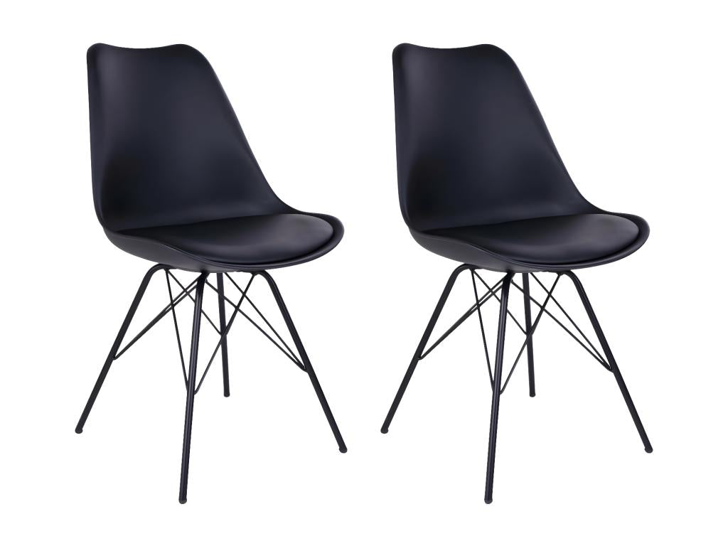 Lumenao - Set of 2 Black Chairs with Metal Base FJJU61500