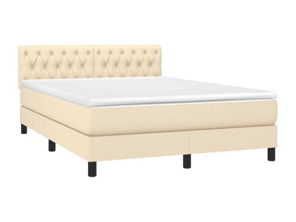 Upholstered bed base with mattress, Cream 140x200 Fabric NAUY09081