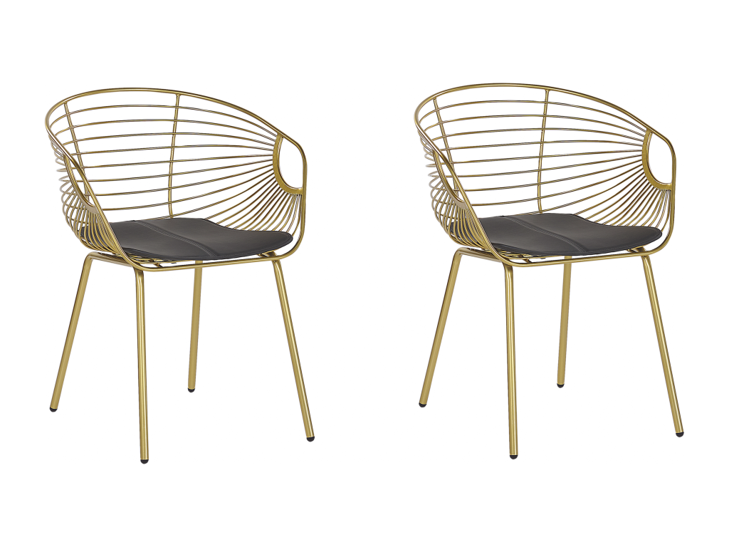 Set of 2 HOBACK Gold Metal Dining Chairs UIZC24501
