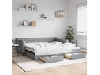 Daybed with pull-out bed and drawers, light grey, 100x200 cm, fabric EWPZ44982