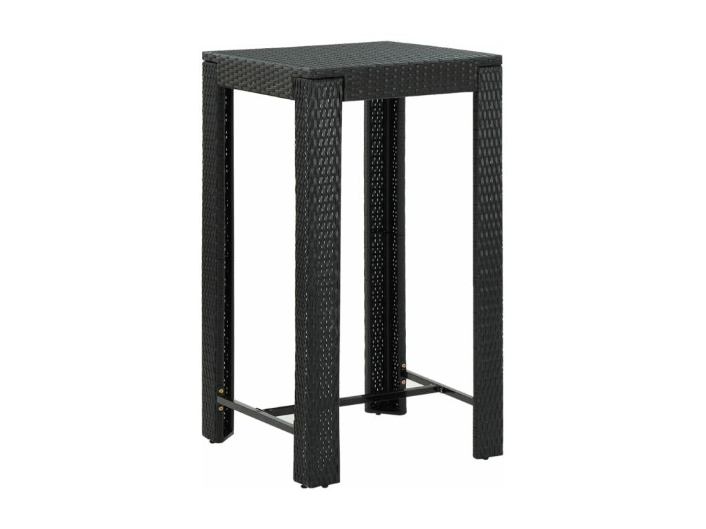 Black garden bar table, 60.5x60.5x110.5 cm, woven resin, OLCU17629