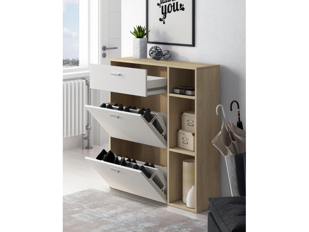 Lumenao shoe cabinet, oak frame, white finish, EXPW28621