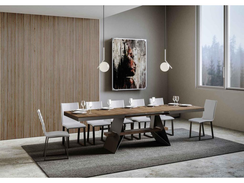 Lumenao Extendable Table 90x160/420 cm Walnut Anthracite Frame JUTM12713