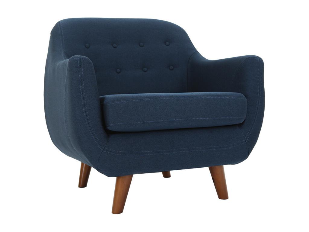 Lumenao KURL50489 armchair with removable cover in dark blue fabric and dark wood