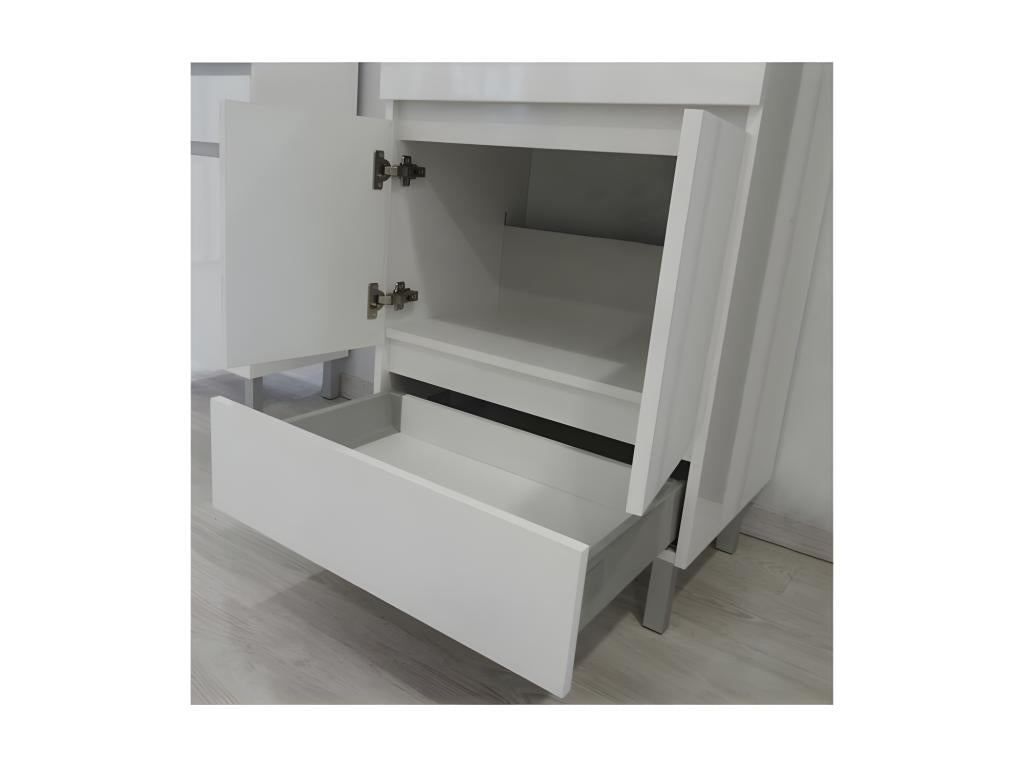 Vanity unit with 1 drawer, 2 doors, 80 cm, Brown Mirror - Lumenao - W 81.5 x D 46.5 x H 83 AZDH61112