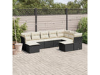 9-piece garden furniture set with cushions, black resin wicker FITW89070