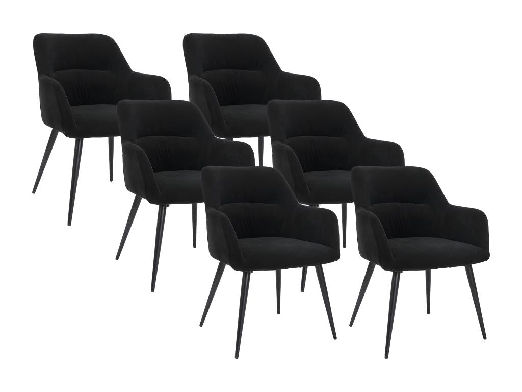 Set of 6 chairs with fabric and metal armrests - Black - Lumenao LRSQ85650