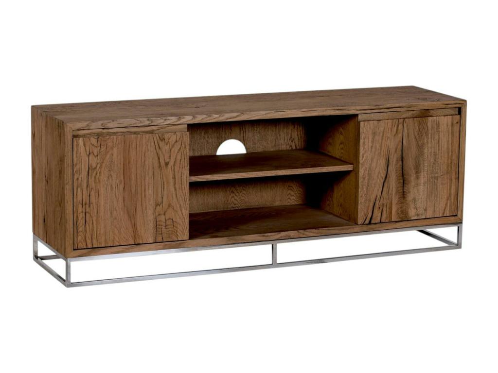 Modern TV stand in oak and steel, 150 cm, RIVERSIDE BCCC90277