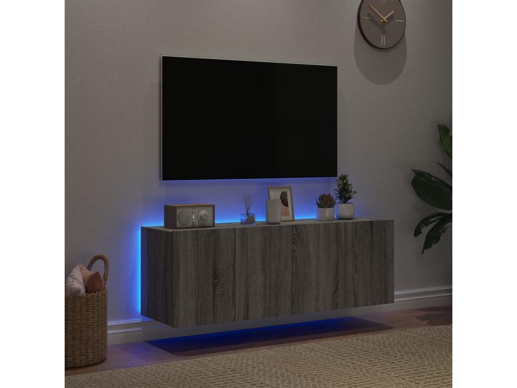 Lumenao 2-piece wall-mounted TV unit and LED lights, grey, 60x35x41 cm, VWKZ15290