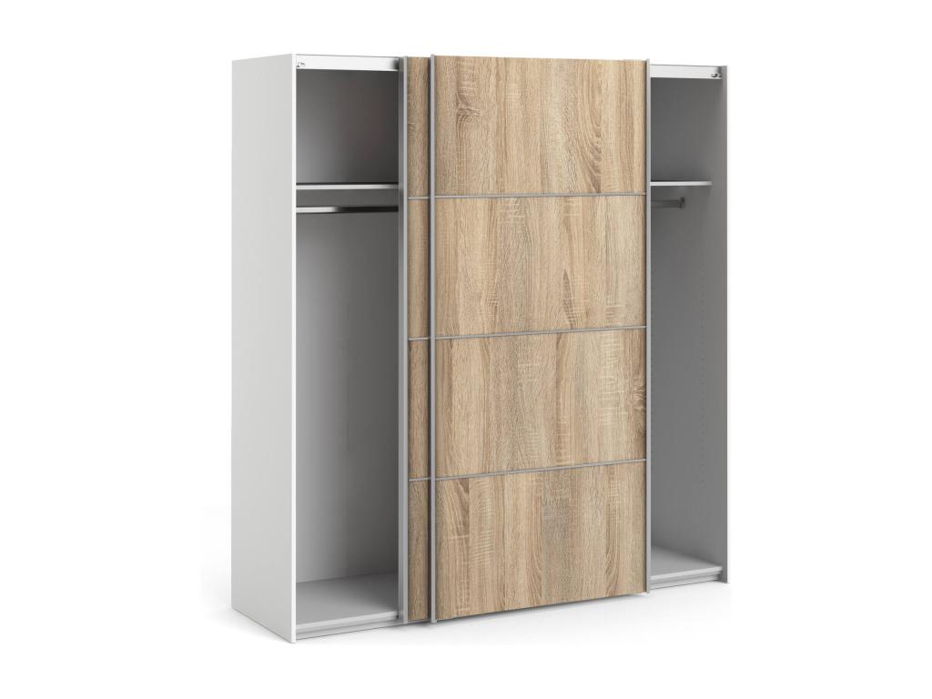 Lumenao 2-Door Wardrobe, Bedroom Furniture, Walk-in Closet, Clothes Storage, 182x64x202 cm, Oak and White, PQUA32535