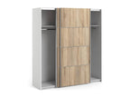 Lumenao 2-Door Wardrobe, Bedroom Furniture, Walk-in Closet, Clothes Storage, 182x64x202 cm, Oak and White, PQUA32535