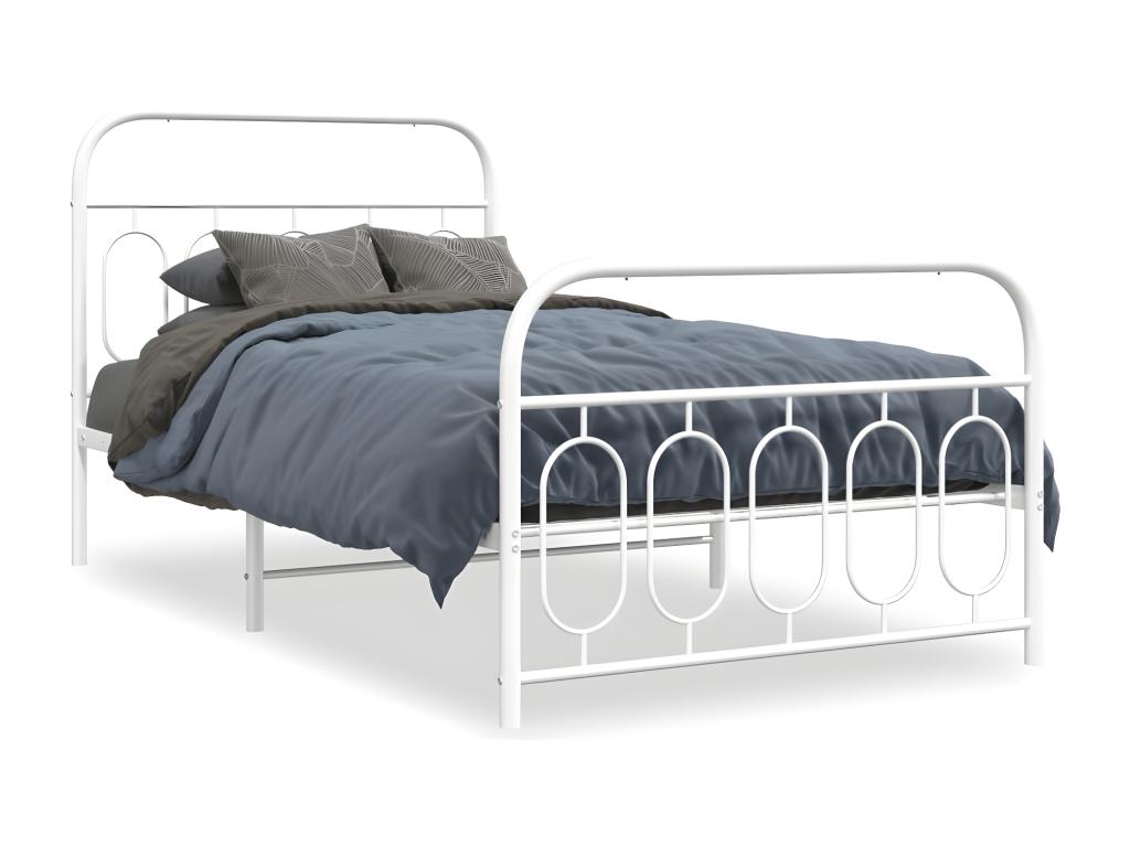Metal bed frame with white headboard/footboard 100x200cm WQVB93744
