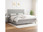 Upholstered bed base with mattress, light grey, 200x200cm, fabric FYSY44083