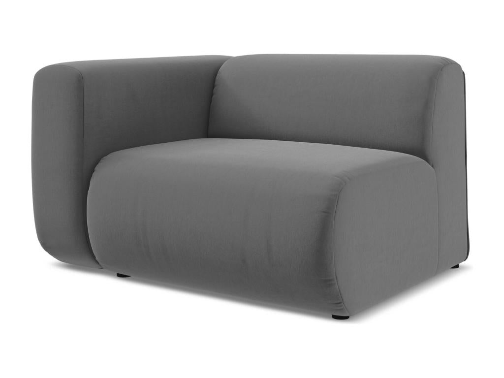 Module with left-hand armrests in velvet - grey - Lumenao WGHL66333