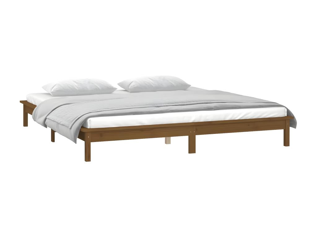 LED bed frame without mattress 140x190 cm solid wood GHYG90298