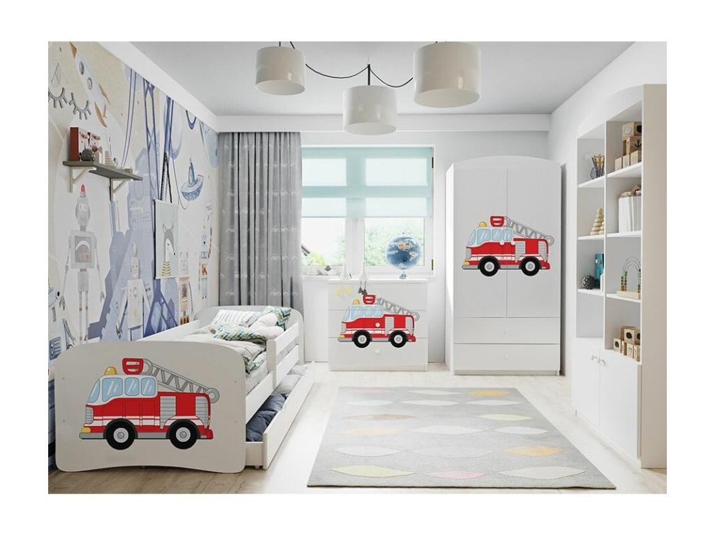 Unicorn children's bed with slatted base and removable safety rail Lumenao - Foam mattress - 70x140 - Drawers with drawer GQPN19480