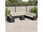 12-piece garden furniture set with cushions, black resin wicker RXDG12395