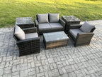 Outdoor garden furniture with rectangular coffee table, two-seater sofa, and 2 side tables ZBNJ60249