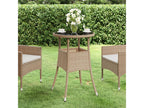 Garden table 60x75 cm Tempered glass/woven resin Beige BRLX29656