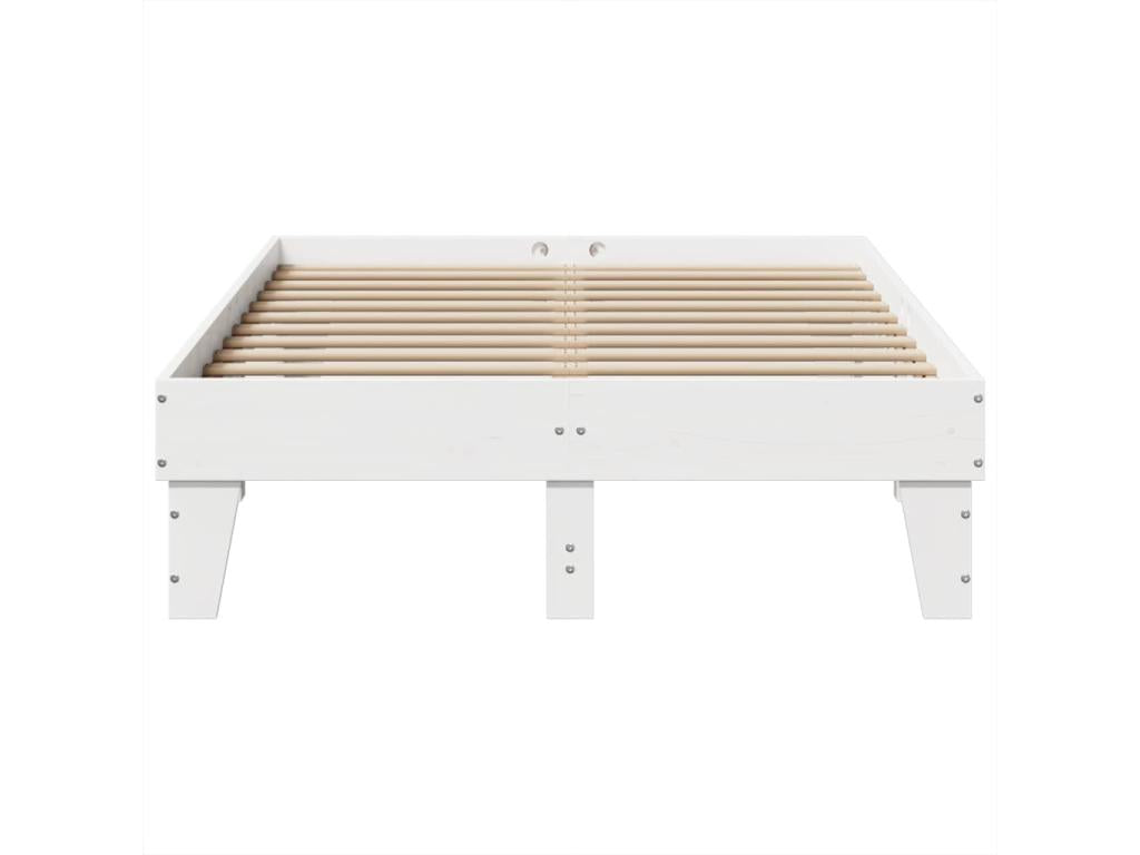 Bed frame without mattress white 135x190 cm solid pine wood QXNR37027
