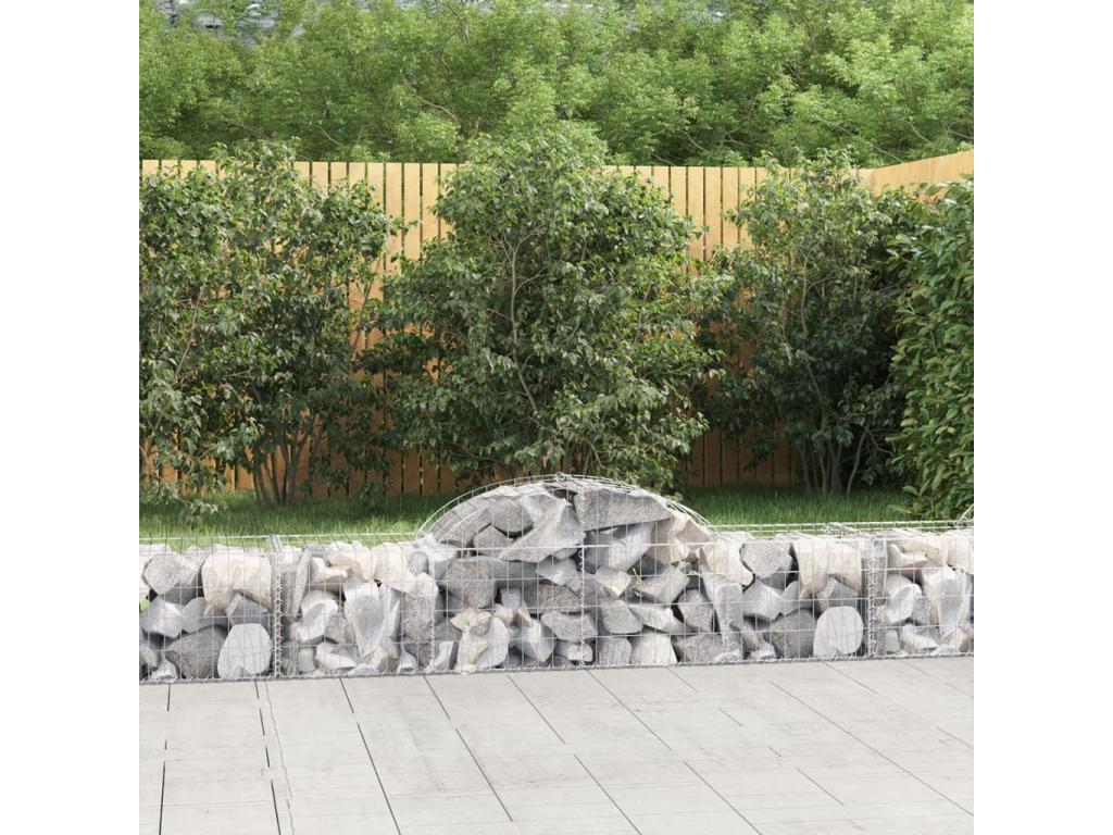 3-piece arched gabion baskets, 200x50x40-60 cm, galvanized iron, RWJO97447