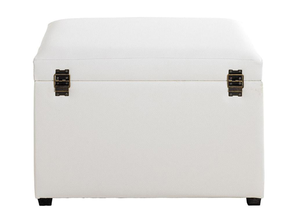 Storage chest in white and wood-effect faux leather - length 58 x depth 39 x height 42 cm XRWP08452