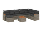 9-piece garden furniture set with grey resin wicker cushions TPAK95268