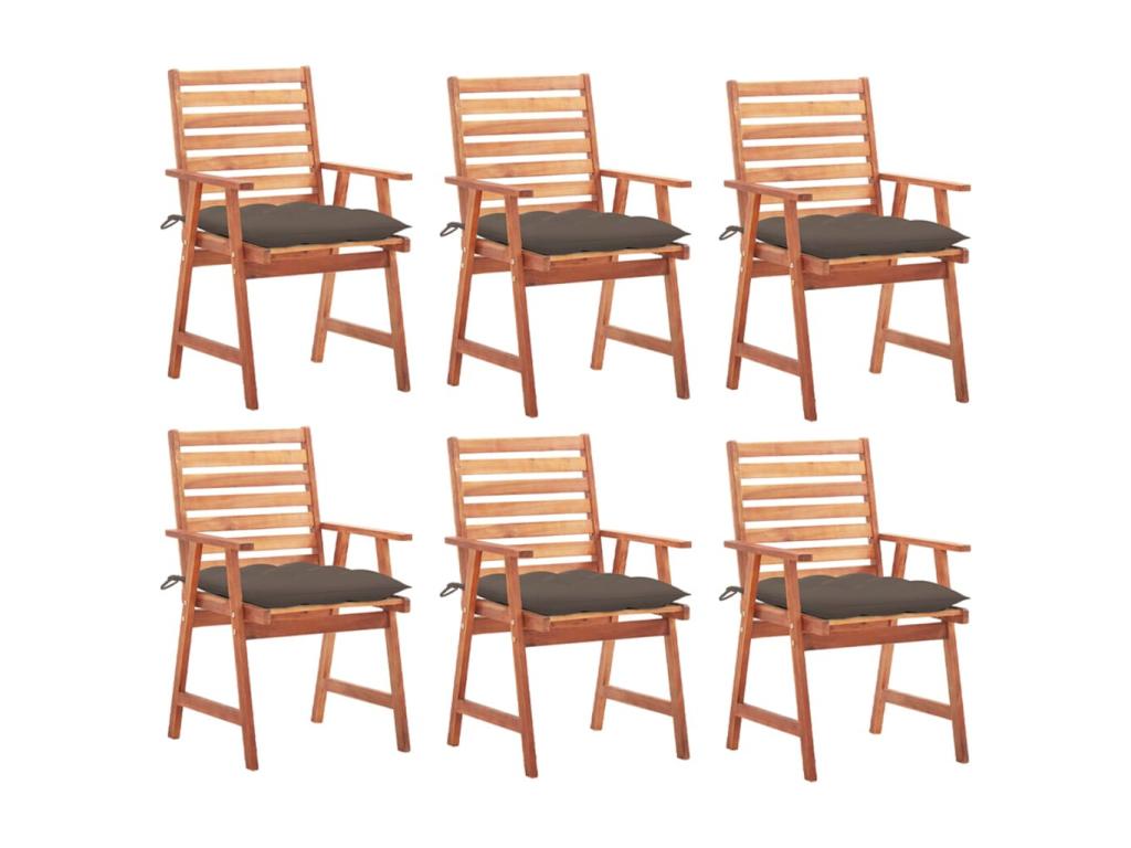 Lumenao 6-Piece Outdoor Dining Chairs with Cushions, Solid Wood, ZYCC54057